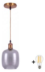 BRILAGI -LED подвесен полилей на кабел RETRO GLASS 1xE27/60W/230V Ø 14cm златист/димно сив