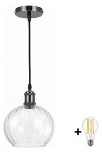 BRILAGI - LED полилей на кабел RETRO GLASS 1xE27/60W/230V Ø 25 см черен/прозрачен