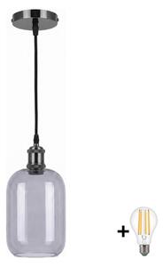BRILAGI -LED полилей на кабел RETRO GLASS 1xE27/60W/230V Ø 14 cm черен/димно сив