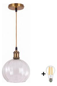 BRILAGI - LED полилей на кабел RETRO GLASS 1xE27/60W/230V Ø 25 cm златен/прозрачен