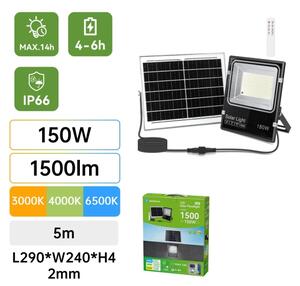 Aigostar-LED Соларен LED прожектор/150W/3,2V 3000mAh 3000K/4000K/6500K IP66 + дистанционно управление