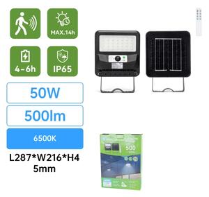 Aigostar -LED соларна улична лампа със сензор LED/50W/3,2V 1000mAh 6500K + дистанционно управление