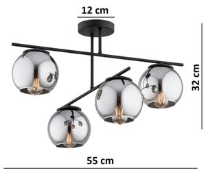 BRILAGI - Плафонен полилей DIOR 4xE27/60W/230V черен/димчато сив