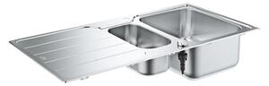 Grohe K500 кухненска мивка от неръждаема стомана с отцедник, двукоритна