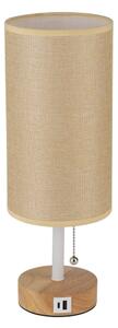Brilagi - Настолна лампа с USB порт TABLON 1xE27/25W/230V дъб/бял/бежов