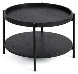 Черна кръгла масичка за кафе от декор от дъб ø 64 cm Hagen – Bonami Essentials