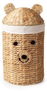 Детска кошница за играчки от воден зюмбюл естествена ø 30x56 cm Bear – Compactor