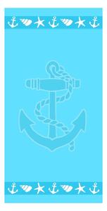 Синя памучна плажна кърпа от тери 70x140 cm Anchor – B.E.S