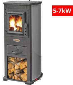 Камина с чугунена врата и плоча Blist EKONOMIK LUX N Тъмно сива 5-7kW