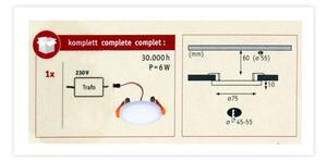 Paulmann 92387 - LED/4,5W IP44 Плафон за вграждане за баня VARIFIT 230V