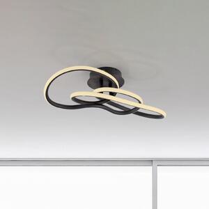 Paul Neuhaus LED таванна лампа TWIST, черна, дължина 90 см, метална, с Switchdim, Затъмняване, Черен, Дневна/трапезария, Алуминий, Модерен