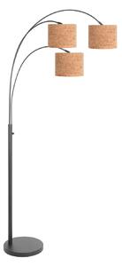 Steinhauer Стелажна лампа Sparkled Light, черна/кафява, 180 cm, корк, 3-fl., Кафяв / ръждив, Дневна/трапезария, Други материали, Модерен