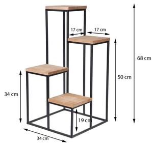 Стойка за цветя 68x34 см черен/кафяв