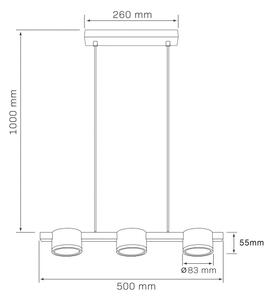 LED Пендел MIRELLA 3xGX53/6W/230V черен