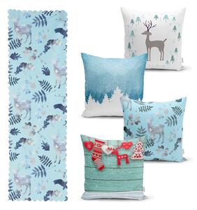 Комплект от 4 коледни калъфки за възглавници и покривка за маса Winter Wonderland - Minimalist Cushion Covers