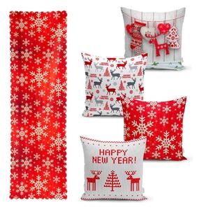 Комплект от 4 коледни калъфки за възглавници и покривка за маса Happy Holiday - Minimalist Cushion Covers