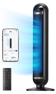 Вентилатор кула Dreo Tower Fan 413S, 35W, 92 см, 1961 м3/ч, 8 скорости, 4 режима, Осцилация, Мобилно приложение, Гласови команди, Черен