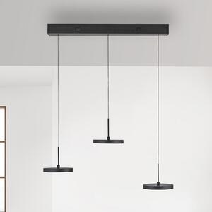 JUST LIGHT. GmbH LED висяща лампа Plata, черна, 3-лампова, 3000 K, Затъмняване, Черен, Дневна/трапезария, Метал, Модерен