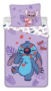 Лилаво единично памучно детско спално бельо 140x200 cm Lilo and Stitch "Kiss" – Jerry Fabrics