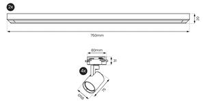 Brilagi - Точково осветително тяло в шинна система HUSKY 4xGU10/10W/230V черно/златно