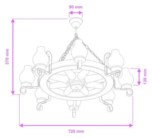Brilagi - Полилей с верига ROATA 8xE14/40W/230V диам. 70 см бук/орех
