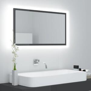 VidaXL LED огледало за баня, сив гланц, 80x8,5x37 см, акрил