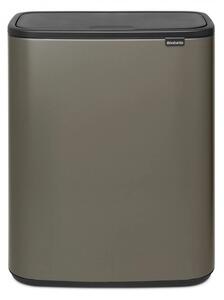 Кош за боклук Brabantia Bo Touch 1001271, 2x30 л, Плавно и безшумно отваряне, Голям отвор, Тъмносив