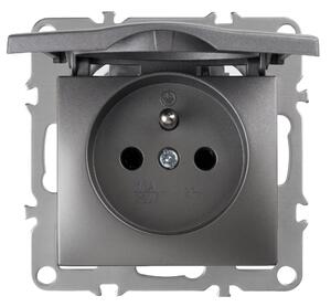 Единичен контакт със заземяване и капаче OSTE JNH005-G Grey