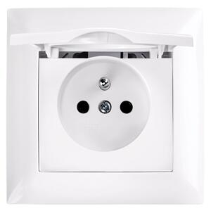 Единичен контакт със заземяване и капаче с рамка OSTE JNH005-G White