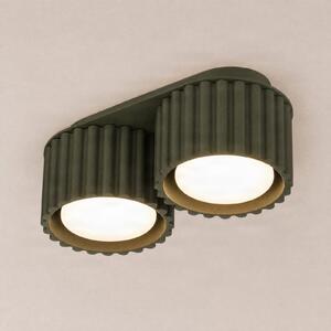 SOLLUX LIGHTING Таванна лампа Aura 2, маслиненозелена, с 2 лампи, дължина 21 см, GX53, Затъмняване, Зелен, Коридор, Алуминий, Модерен
