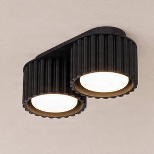 SOLLUX LIGHTING Таванна лампа Aura 2, черна, с 2 лампи, дължина 21 см, GX53, Затъмняване, Черен, Коридор, Алуминий, Модерен