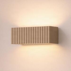 SOLLUX LIGHTING Стенна лампа Rigata, цвят таупе, керамика, дължина 34 см, осветява нагоре/надолу, Затъмняване, Кафяв / ръждив, Коридор, Керамика, Модерен