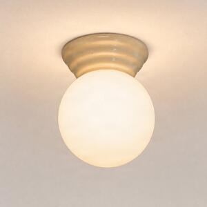 SOLLUX LIGHTING Таванна лампа Zori, бежова/опалова, Ø 16 см, керамика/стъкло, IP44, Затъмняване, Бял, Баня, Стъкло, Модерен