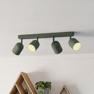 EGLO Тавански прожектор Tilston, тъмнозелен, дължина 58 cm, 4-крилен, стомана, Затъмняване, Зелен, Дневна/трапезария, Метал, Таван с много пламъци