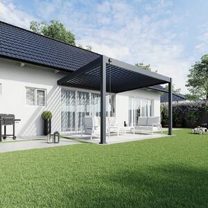 Алуминиева биоклиматична пергола за стена DELUXE Wall 3.6x4 м цвят Антрацит