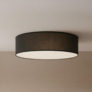 Milagro Lighting Таванна лампа „Маршал“, черна, Ø 50 см, метал/ратан, Затъмняване, Черен, Дневна/трапезария, Дървесина, Модерен