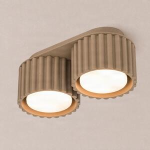SOLLUX LIGHTING Таванна лампа Aura 2, цвят таупе, 2-лампова, дължина 21 см, GX53, Затъмняване, Сив, Коридор, Алуминий, Модерен
