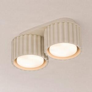SOLLUX LIGHTING Таванна лампа Aura 2, бежова, с 2 лампи, дължина 21 см, GX53, Затъмняване, Бежов, Коридор, Алуминий, Модерен