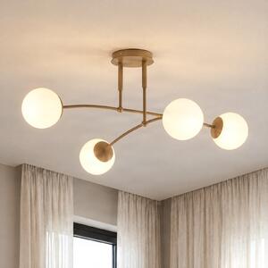 EMIBIG LIGHTING Таванна лампа Pregos, бежова, Ø 60 см, 4-лампова, метал/стъкло, Затъмняване, Бежов, Дневна/трапезария, Стъкло, Модерен, Глобус