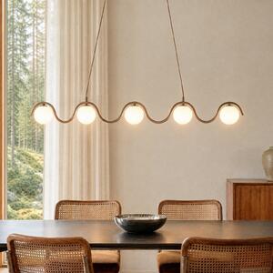 EMIBIG LIGHTING Висяща лампа SINUS, бежова, дължина 110 см, 5-лампова, метал/стъкло, Затъмняване, Бежов, Дневна/трапезария, Стъкло, Модерен, Глобус