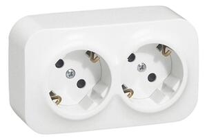 Контакт Шуко LEGRAND Forix, двоен, ОМ, бял