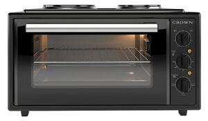 Мини готварска печка Crown CMO-455BF, 45л. обем, 2 нагревателни зони, 3 функции, черна