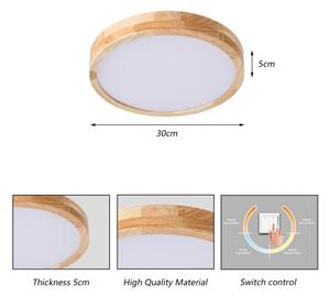 Brilagi - LED таванно осветително тяло WOODLINE LED/24W/230V 3000/4000/6000K дъб диам. 30 cm