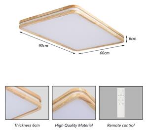 Brilagi - димируемо LED осветително тяло MOLINA SQUARE LED/128W/230V дъб 90x60 см + дистанционно управление
