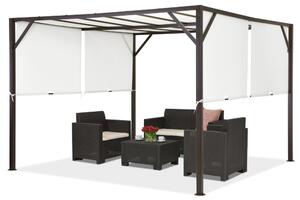 Метална терасна пергола кафяво Santorini 3 x 3 m Garden Point, бяло-кафяво