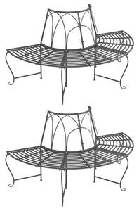 Полукръгла пейка за дърво 2 бр. Ø159 см черна стомана