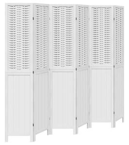 Разделител за стая, 6 панела, бял, 210-215 x 200 см (Ш x В)