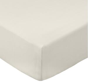 Бежов еластичен чаршаф от памук перкал 90x190 cm Cotton Percale – Bianca