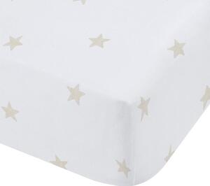 Бял-бежов еластичен единичен памучен детски чаршаф 90x190 cm Mini Star & Stripes – Bianca