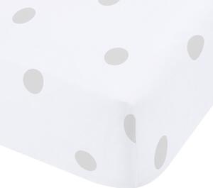 Бял-сив еластичен фланелен чаршаф 150x200 cm Polka Dot – Catherine Lansfield